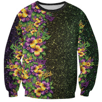 Hawaii Mardi Gras Sweatshirt Tropical Flowers Glitter Style