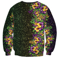 Hawaii Mardi Gras Sweatshirt Tropical Flowers Glitter Style