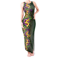 Hawaii Mardi Gras Tank Maxi Dress Tropical Flowers Glitter Style