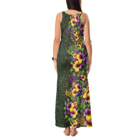 Hawaii Mardi Gras Tank Maxi Dress Tropical Flowers Glitter Style