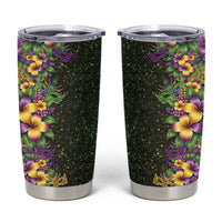 Hawaii Mardi Gras Tumbler Cup Tropical Flowers Glitter Style