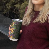 Hawaii Mardi Gras Tumbler Cup Tropical Flowers Glitter Style