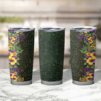 Hawaii Mardi Gras Tumbler Cup Tropical Flowers Glitter Style