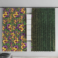 Hawaii Mardi Gras Window Curtain Tropical Flowers Glitter Style