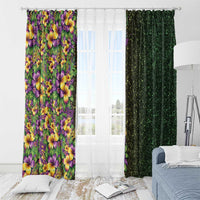 Hawaii Mardi Gras Window Curtain Tropical Flowers Glitter Style