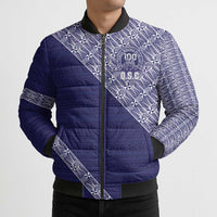 Tonga Queen Salote College Bomber Puffer Jacket 100 Years Anniversary Navy Color