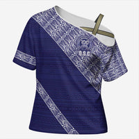 Tonga Queen Salote College Cross Shoulder Shirt 100 Years Anniversary Navy Color