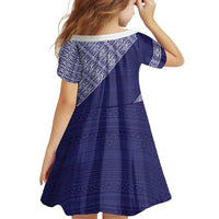 Tonga Queen Salote College Family Matching Off Shoulder Short Dress and Hawaiian Shirt 100 Years Anniversary Navy Color