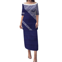 Tonga Queen Salote College Family Matching Puletasi and Hawaiian Shirt 100 Years Anniversary Navy Color