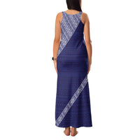 Tonga Queen Salote College Family Matching Tank Maxi Dress and Hawaiian Shirt 100 Years Anniversary Navy Color