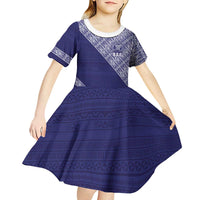 Tonga Queen Salote College Kid Short Sleeve Dress 100 Years Anniversary Navy Color