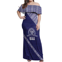 Tonga Queen Salote College Off Shoulder Maxi Dress 100 Years Anniversary Navy Color