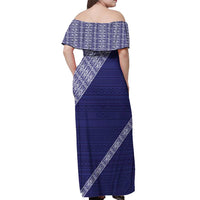 Tonga Queen Salote College Off Shoulder Maxi Dress 100 Years Anniversary Navy Color