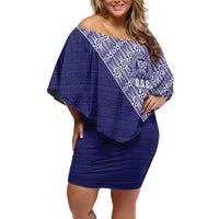 Tonga Queen Salote College Off Shoulder Short Dress 100 Years Anniversary Navy Color