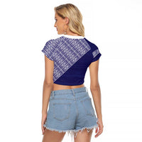 Tonga Queen Salote College Raglan Cropped T Shirt 100 Years Anniversary Navy Color