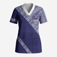 Tonga Queen Salote College Scrub Top 100 Years Anniversary Navy Color