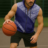 Tonga Queen Salote College Sleeveless Zip Hoodie 100 Years Anniversary Navy Color