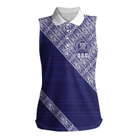 Tonga Queen Salote College Women Sleeveless Polo Shirt 100 Years Anniversary Navy Color