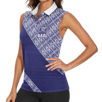 Tonga Queen Salote College Women Sleeveless Polo Shirt 100 Years Anniversary Navy Color