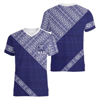 Tonga Queen Salote College Women V-Neck T-Shirt 100 Years Anniversary Navy Color