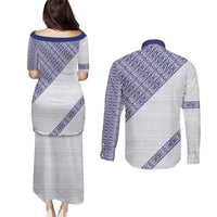 Tonga Queen Salote College Couples Matching Puletasi and Long Sleeve Button Shirt 100 Years Anniversary White Color