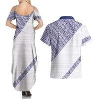 Tonga Queen Salote College Couples Matching Summer Maxi Dress and Hawaiian Shirt 100 Years Anniversary White Color