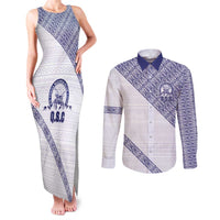 Tonga Queen Salote College Couples Matching Tank Maxi Dress and Long Sleeve Button Shirt 100 Years Anniversary White Color