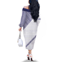 Tonga Queen Salote College Family Matching Off The Shoulder Long Sleeve Dress and Hawaiian Shirt 100 Years Anniversary White Color