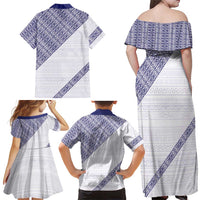 Tonga Queen Salote College Family Matching Off Shoulder Maxi Dress and Hawaiian Shirt 100 Years Anniversary White Color
