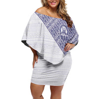 Tonga Queen Salote College Family Matching Off Shoulder Short Dress and Hawaiian Shirt 100 Years Anniversary White Color