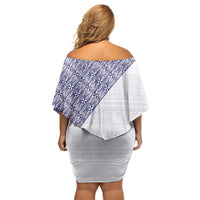 Tonga Queen Salote College Family Matching Off Shoulder Short Dress and Hawaiian Shirt 100 Years Anniversary White Color