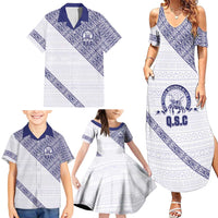 Tonga Queen Salote College Family Matching Summer Maxi Dress and Hawaiian Shirt 100 Years Anniversary White Color