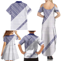 Tonga Queen Salote College Family Matching Summer Maxi Dress and Hawaiian Shirt 100 Years Anniversary White Color