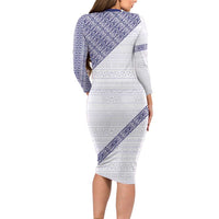Tonga Queen Salote College Long Sleeve Bodycon Dress 100 Years Anniversary White Color