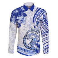 Polynesia Paisley Family Matching Short Sleeve Bodycon Dress and Hawaiian Shirt Mix Navy Polynesian Pattern LT05 Dad's Shirt - Long Sleeve Navy - Polynesian Pride