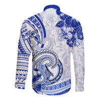 Polynesia Paisley Long Sleeve Button Shirt Mix Navy Polynesian Pattern LT05 - Polynesian Pride