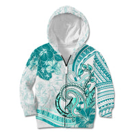 Polynesia Paisley Kid Hoodie Mix Teal Polynesian Pattern LT05 Zip Hoodie Teal - Polynesian Pride