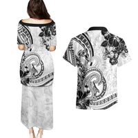 Polynesia Paisley Couples Matching Puletasi and Hawaiian Shirt Mix White Polynesian Pattern LT05 - Polynesian Pride