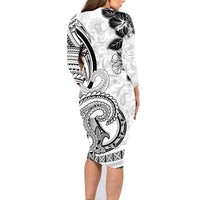 Polynesia Paisley Family Matching Long Sleeve Bodycon Dress and Hawaiian Shirt Mix White Polynesian Pattern LT05 - Polynesian Pride