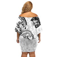 Polynesia Paisley Off Shoulder Short Dress Mix White Polynesian Pattern LT05 - Polynesian Pride