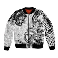 Polynesia Paisley Sleeve Zip Bomber Jacket Mix White Polynesian Pattern LT05 Unisex White - Polynesian Pride