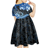 Polynesia Paisley Kid Short Sleeve Dress Mix Blue Polynesian Pattern LT05 - Polynesian Pride