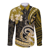 Polynesia Paisley Long Sleeve Button Shirt Mix Gold Polynesian Pattern LT05 Unisex Gold - Polynesian Pride