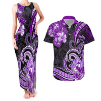 Polynesia Paisley Couples Matching Tank Maxi Dress and Hawaiian Shirt Mix Purple Polynesian Pattern LT05 Purple - Polynesian Pride