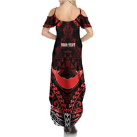 Personalised Easter Island Family Matching Summer Maxi Dress and Hawaiian Shirt Polynesian Pattern Emblem