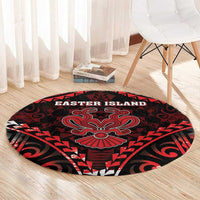 Easter Island Round Carpet Polynesian Pattern Emblem