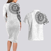 New Zealand Aotearoa Couples Matching Long Sleeve Bodycon Dress and Hawaiian Shirt Maori Te Mata O Rongokako LT05 - Polynesian Pride