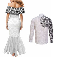 New Zealand Aotearoa Couples Matching Mermaid Dress and Long Sleeve Button Shirt Maori Te Mata O Rongokako LT05 - Polynesian Pride