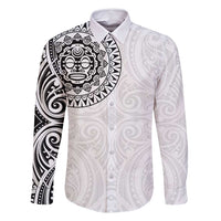 New Zealand Aotearoa Family Matching Long Sleeve Bodycon Dress and Hawaiian Shirt Maori Te Mata O Rongokako LT05 Dad's Shirt - Long Sleeve White - Polynesian Pride