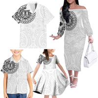 New Zealand Aotearoa Family Matching Off The Shoulder Long Sleeve Dress and Hawaiian Shirt Maori Te Mata O Rongokako